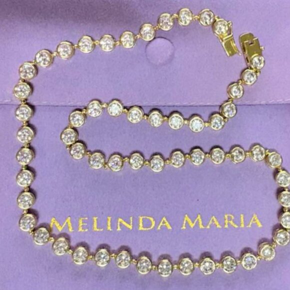 Melinda Maria Mama Baroness Tennis Necklace Gold|White Diamondettes - Picture 6 of 6